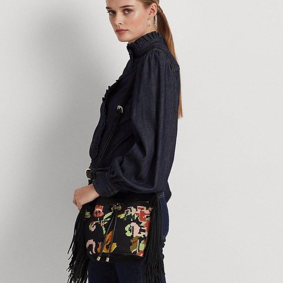 LAUREN RALPH LAUREN Needlepoint Medium Andie Drawstring Bag - Picture 3 of 8